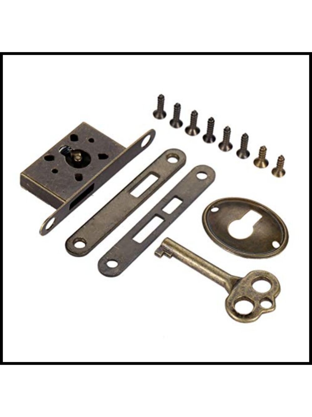 Antique Bronze Full Mortise Mini Decorative Lock with Key